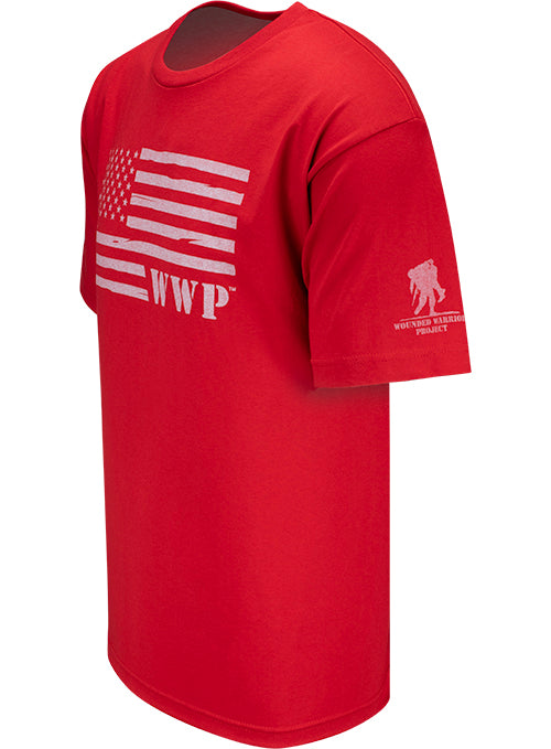 WWP Made in the USA Tee - Red - Angled Left Side View