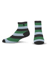 WWP 4 Stripe Deuce Socks in Green and Black - Front View