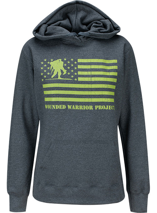 WWP Ladies Flag Hoodie in Grey - Front View