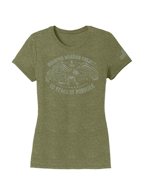 WWP 20th Anniversary Ladies Tee - Military Green - Front View