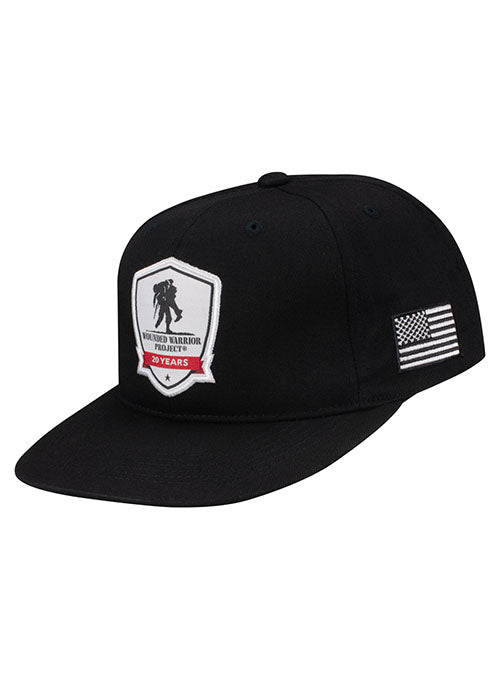 WWP 20th Anniversary Flatbill Hat in Black - Angled Left Side View