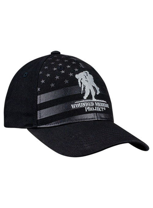 WWP Tonal Flag Hat in Black - Angled Right Side View