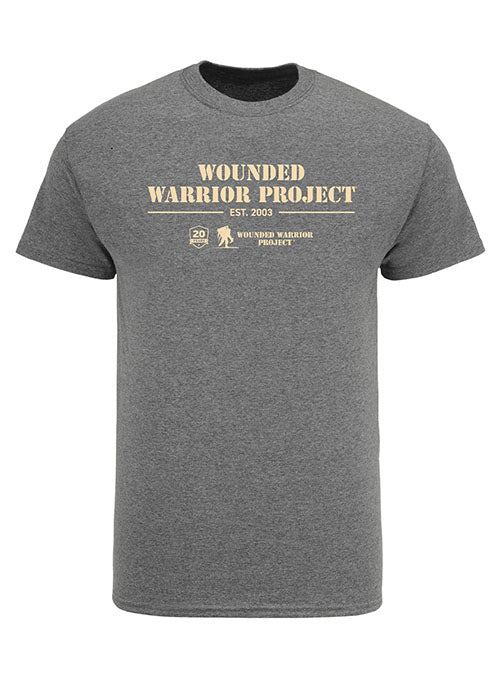 WWP 20th Anniversary Flag Tee in Grey - Front View