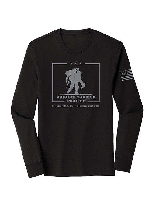 WWP Logo Frame Long Sleeve Tee - Black - Front View