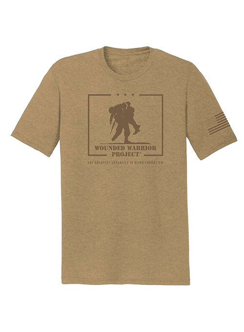 WWP Logo Frame Tee - Coyote Brown Heather - Front View