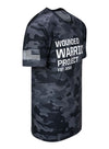 WWP Camo Series Tee in Black and Grey - Angled Right Side View