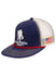 WWP Flatbill Mesh Logo Hat in Navy and White - Left Side View