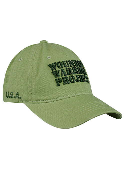 WWP Slouch Wordmark U.S.A. Hat in Army Green - Right Side View