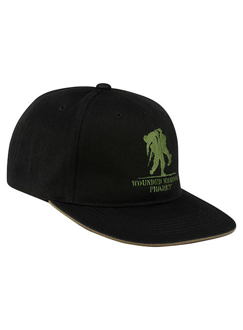 WWP Flatbill Snapback Logo Hat in Black - Right Side View