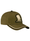 WWP Flex Fit Striped Bill Logo Hat in Military Green - Right Side View