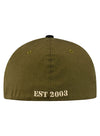 WWP Flex Fit Striped Bill Logo Hat in Military Green - Back View