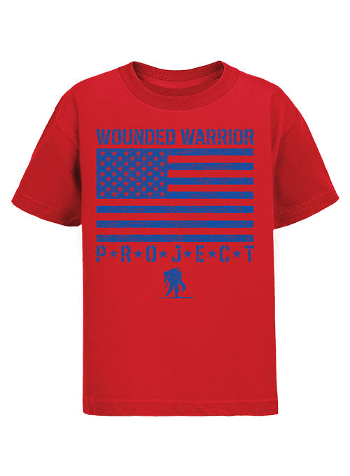 WWP Salute Flag Youth Tee in Red - Front View