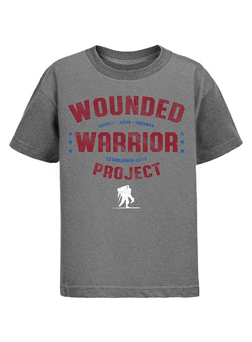 WWP Youth Patriot Circle Graphic Tee in Grey - Front View 